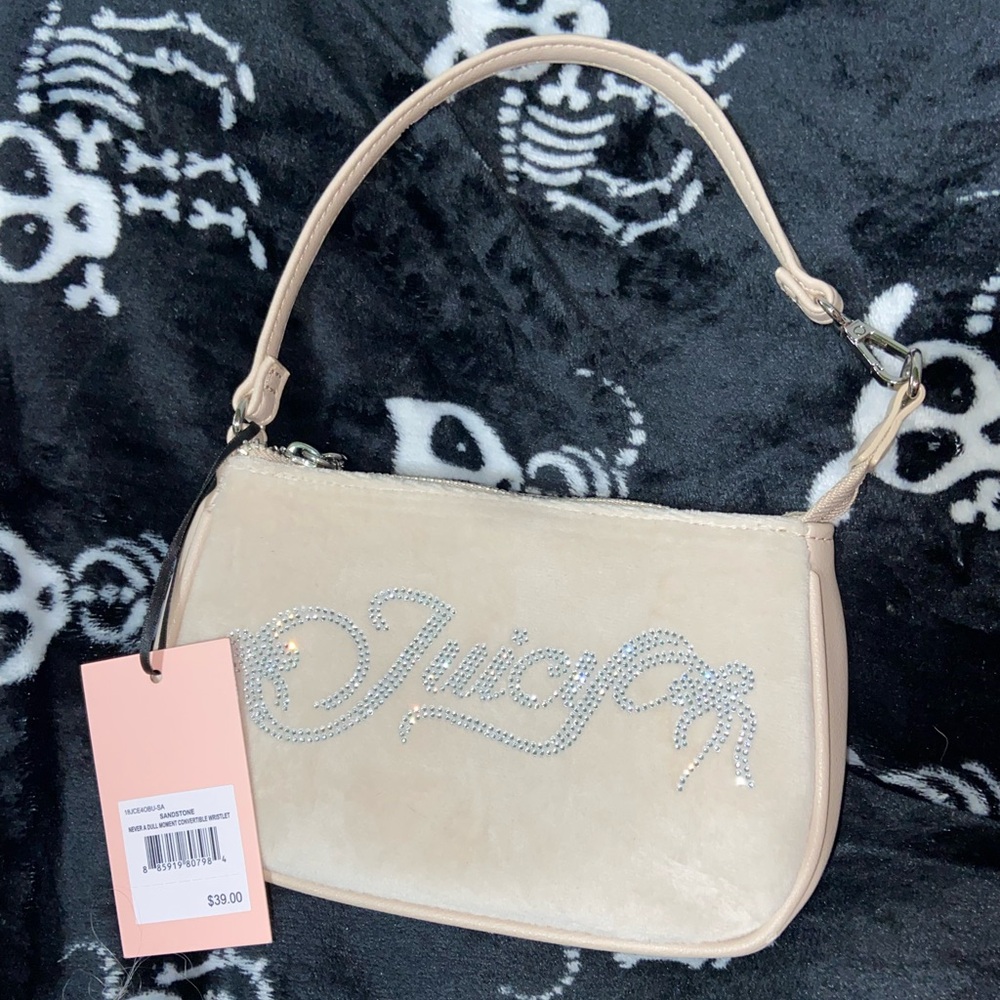 Juicy Couture Blush Rhinestone Logo Shoulder Bag